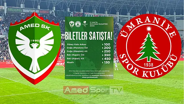 Amedspor Ümraniyespor maçı bilet fiyatları belli oldu!