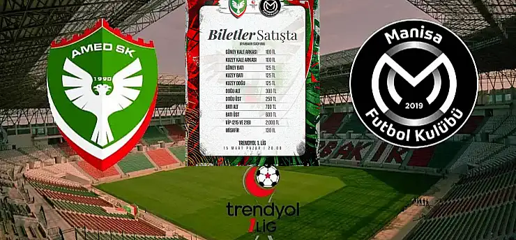 Amedspor – Manisa FK maçı biletleri açıklandı: Tribün fiyatları dikkat çekti