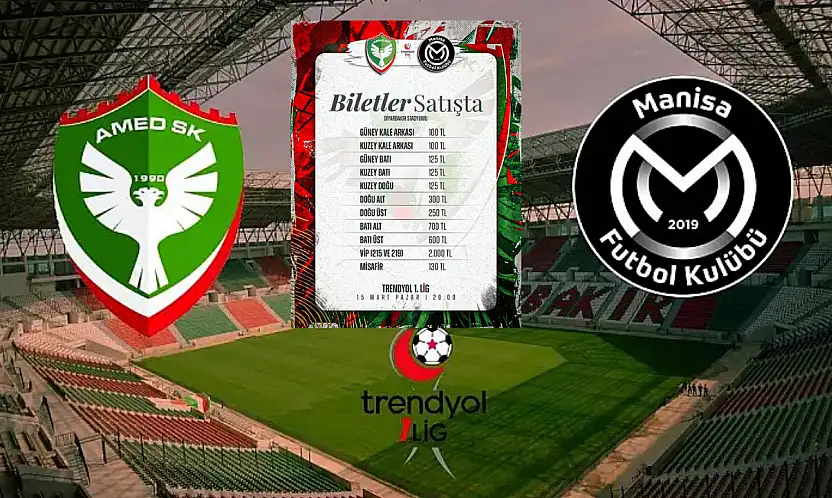 Amedspor – Manisa FK maçı biletleri açıklandı: Tribün fiyatları dikkat çekti